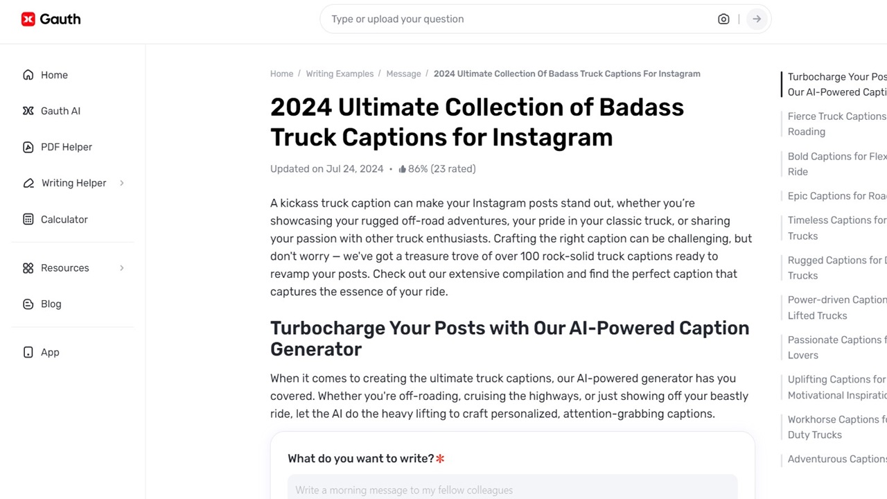 Transform the Road Trip Memories with Gauth’s Unique Truck Captions